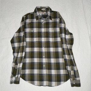 Urban Outfitters Olive and White Checkered Shirt